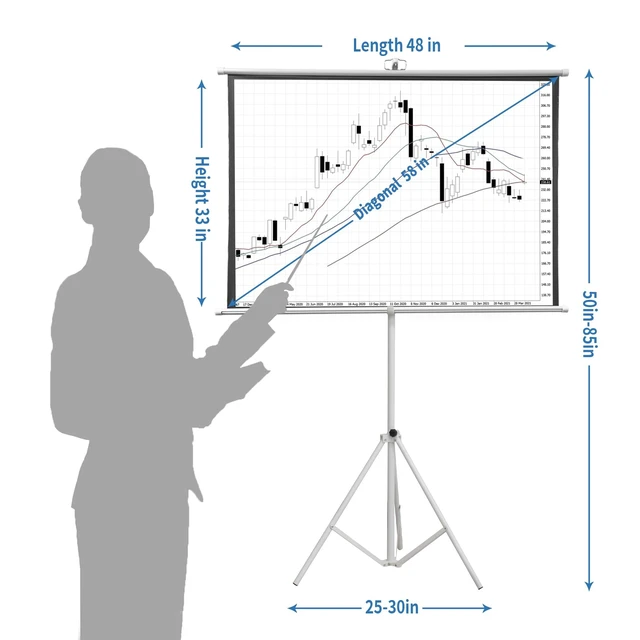 Alt view image 3 of 5 - 60 Inch Projector Screen Portable with Stand & Carry Bag, 4:3 Aspect Ratio