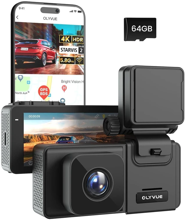 Main image of V66 4K Dash Cam Front with STARVIS 2 Sensor, Small Car Camera Super Night Vision HDR Mini Driving Recorder, 5.8G WiFi Up to 20MB/s Fastest Download Speed with App, 64G Card Included, 24H Parking Mode