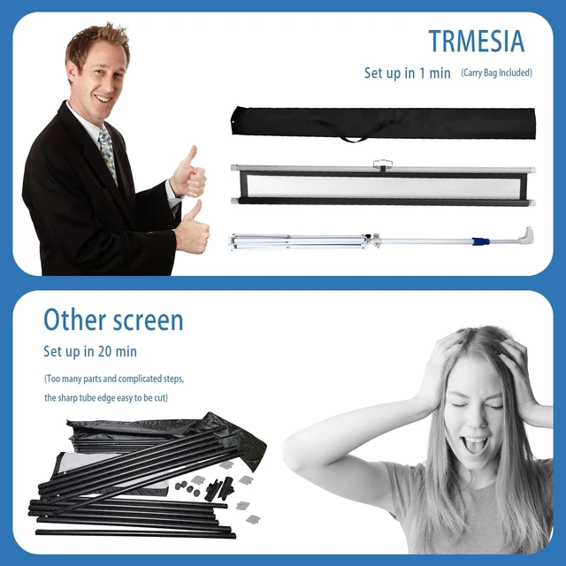 Alt view image 5 of 5 - 60 Inch Projector Screen Portable with Stand & Carry Bag, 4:3 Aspect Ratio