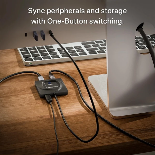 Alt view image 4 of 5 - RockCheems USB-C KVM Switch: Use Apple Studio Display/XDR with Windows PC & Mac, Displayport to USB-C Bridge, Supports Built-in Camera/Mic/Audio/PD, LG Ultrafine, ASUS ProArt, 5K@120Hz 6K@60Hz