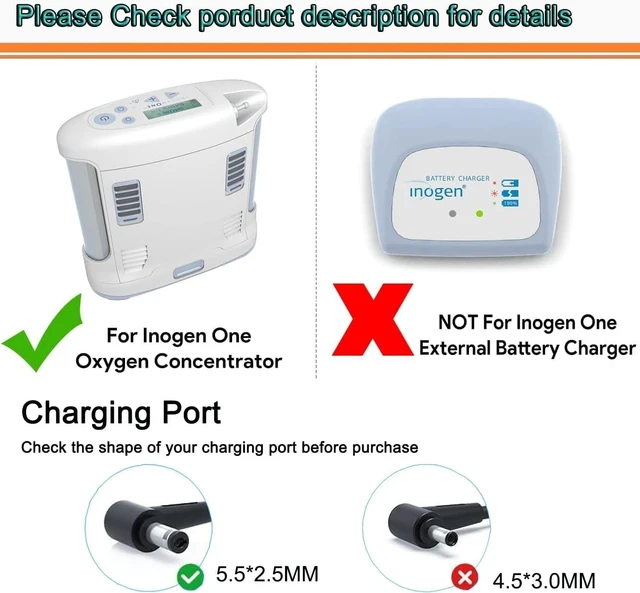 Alt view image 5 of 5 - 19V Replacement Charger for Inogen One G1-G5 Oxygen Concentrator, Compatible BA-106 BA-207 BA-301 BA-401 Series Power Adapter
