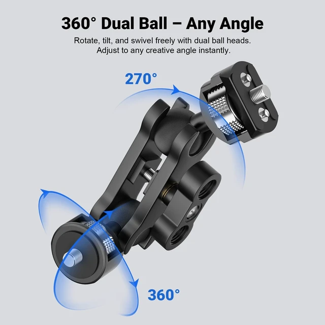 Alt view image 4 of 5 - CAMEDAFLX Dual Ball Heads Magic Arm Camera Monitor Mount 1/4"-20