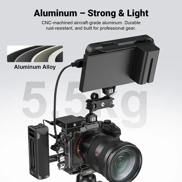 Alt view image 5 of 5 - CAMEDAFLX Dual Ball Heads Magic Arm Camera Monitor Mount 1/4"-20