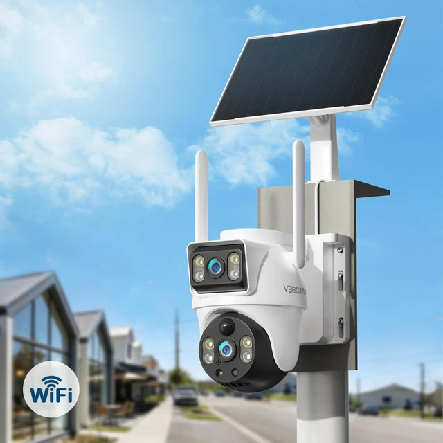 Alt view image 2 of 5 - Solar WiFi Security Camera Dual Lens PTZ Outdoor No Power No Wiring PIR