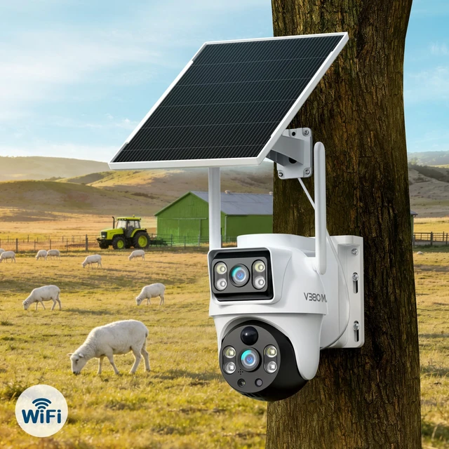 Alt view image 3 of 5 - Solar WiFi Security Camera Dual Lens PTZ Outdoor No Power No Wiring PIR