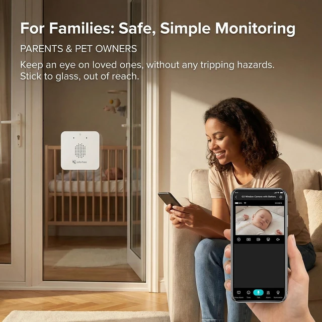 Alt view image 5 of 5 - Adorbee Wireless Window Camera for Indoor: No Wires No Power Outlet