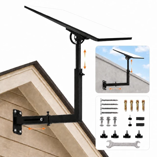 Main image of Starlink Mount for Standard Gen3/V3/4/4X, Adjustable Starlink Wall Mount with Extendable Telescoping Arm, Heavy Duty Weatherproof Steel Bracket for Concrete/Wood Walls, Easy to Install