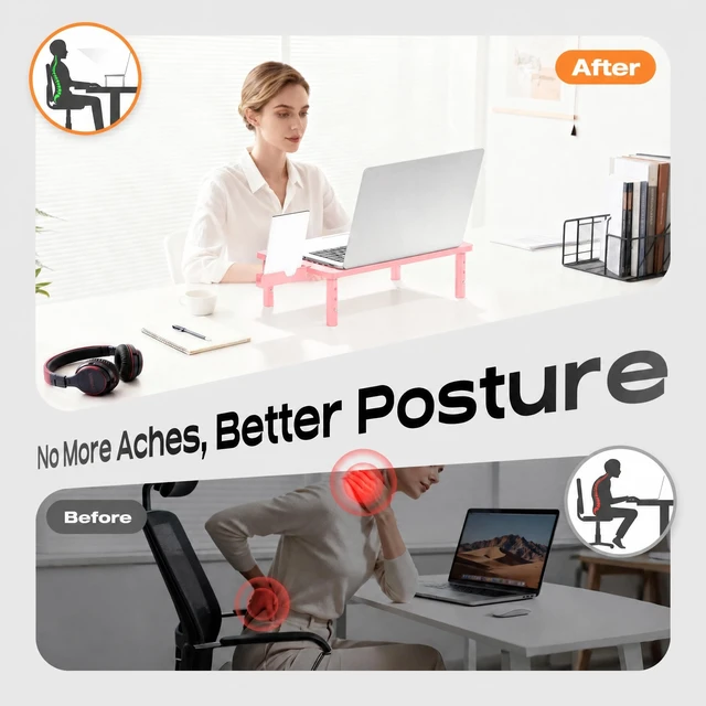 Alt view image 4 of 5 - Canyora Computer Monitor Stand Riser for Desk, 3 Height Adjustable PC Laptop TV Desktop Monitor Stand Shelf, Metal Printer Table with Phone Holder, Stand Riser for Desk, Office Desk Organizers and Acc