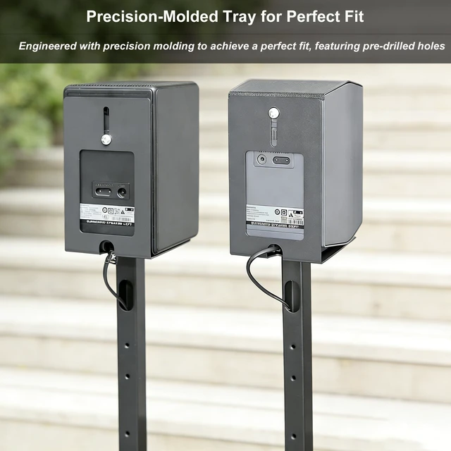 Alt view image 3 of 5 - OCXLLEATLY Speaker Floor Stands Pair for Samsung Rear Speakers 9500S/Q990F/930F, Height Adjustable (31.5" to 51") Audio Bracket with Cable Management, Black