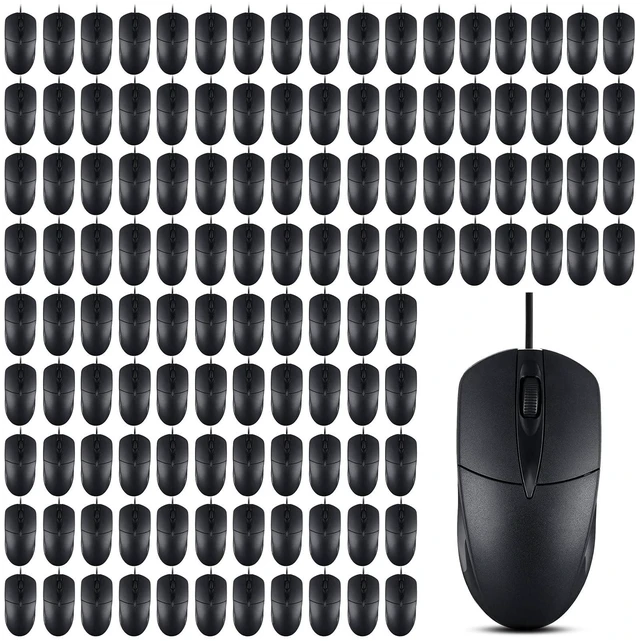 Main image of WYQQXZYKJ 120 Pack Wired USB Silent Computer Mouse Bulk, 3 Button 1000 DPI Corded Mice for Laptop Desktop Home Office School Lab PC Gaming