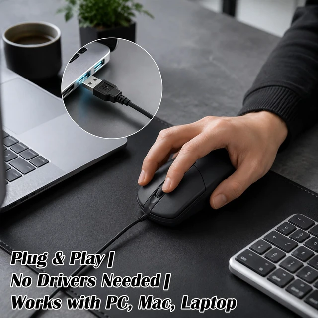 Alt view image 5 of 5 - WYQQXZYKJ 120 Pack Wired USB Silent Computer Mouse Bulk, 3 Button 1000 DPI Corded Mice for Laptop Desktop Home Office School Lab PC Gaming