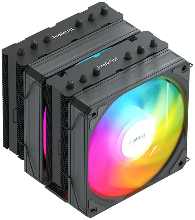 Main image of ProArtist Black Dual Tower E6 V4 RGB CPU Air Cooler for Gaming PC, 250W TDP