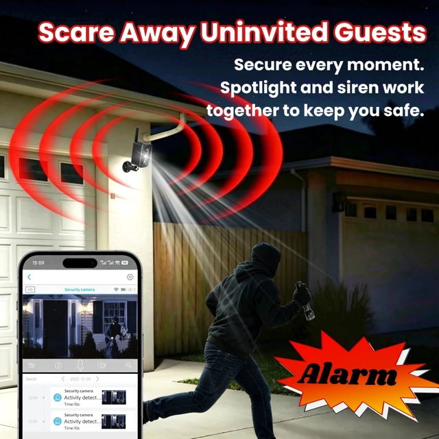 Alt view image 4 of 5 - No WiFi Security Camera, Solar Outdoor Camera Wireless With Memory Card