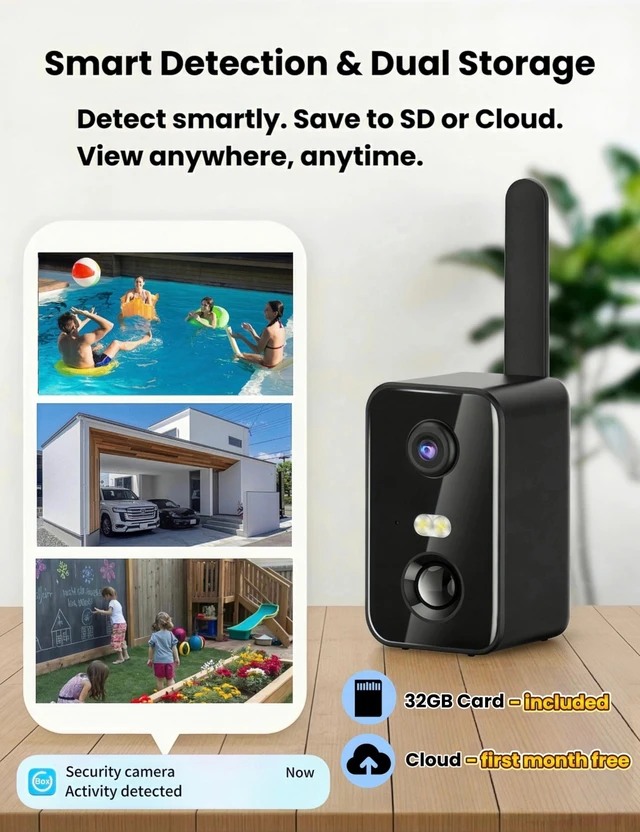 Alt view image 5 of 5 - No WiFi Security Camera, Solar Outdoor Camera Wireless With Memory Card