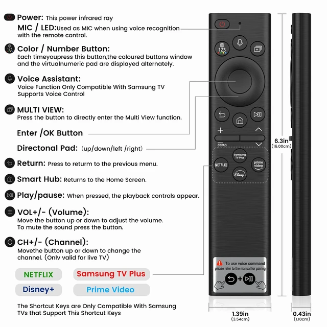 Alt view image 3 of 5 - Remote Control for Samsung TV Solar Voice Remote, USB-C Rechargeable Remote Control for 2025-2018 Samsung Smart TV BN59-01385A