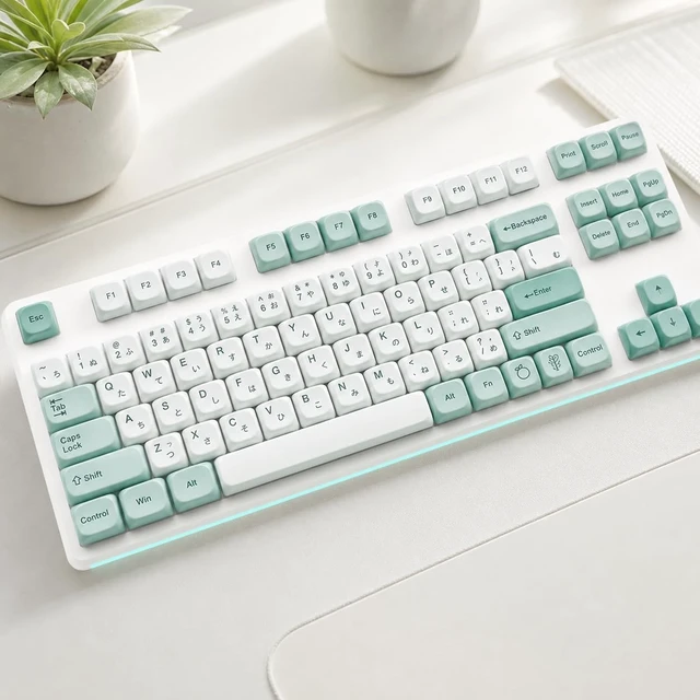 Alt view image 3 of 5 - MazeBBH Custom PBT Keycaps, Mint Green Matcha MOA Profile 125 Keys Dye-Sub Keycap Set with Japanese Sub-Legends for 60% 65% 75% 100% MX Mechanical Gaming Keyboards