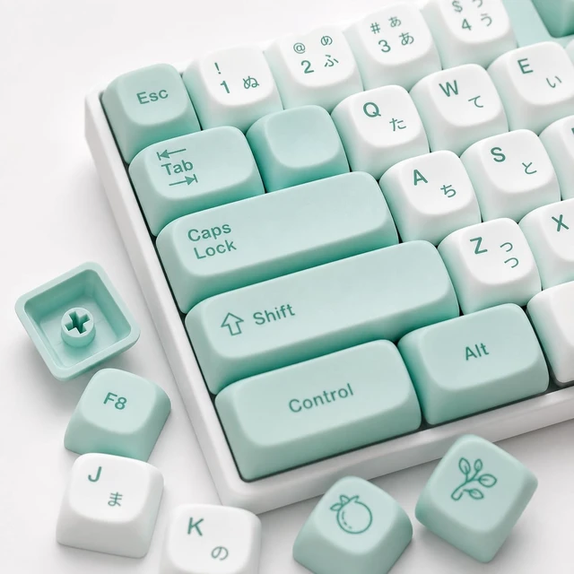 Alt view image 2 of 5 - MazeBBH Custom PBT Keycaps, Mint Green Matcha MOA Profile 125 Keys Dye-Sub Keycap Set with Japanese Sub-Legends for 60% 65% 75% 100% MX Mechanical Gaming Keyboards