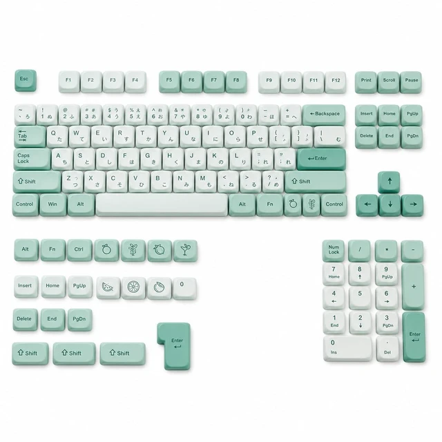 Main image of MazeBBH Custom PBT Keycaps, Mint Green Matcha MOA Profile 125 Keys Dye-Sub Keycap Set with Japanese Sub-Legends for 60% 65% 75% 100% MX Mechanical Gaming Keyboards