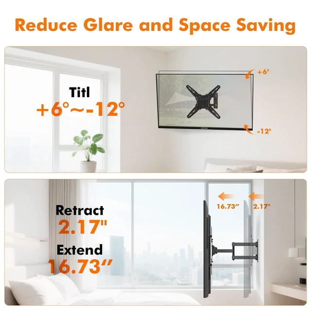Alt view image 3 of 5 - GRIFEMA Full Motion TV Wall Mount for 26-65 in TVs or Monitor, Swivel Tilt
