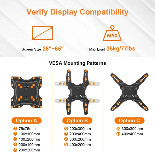 Alt view image 5 of 5 - GRIFEMA Full Motion TV Wall Mount for 26-65 in TVs or Monitor, Swivel Tilt