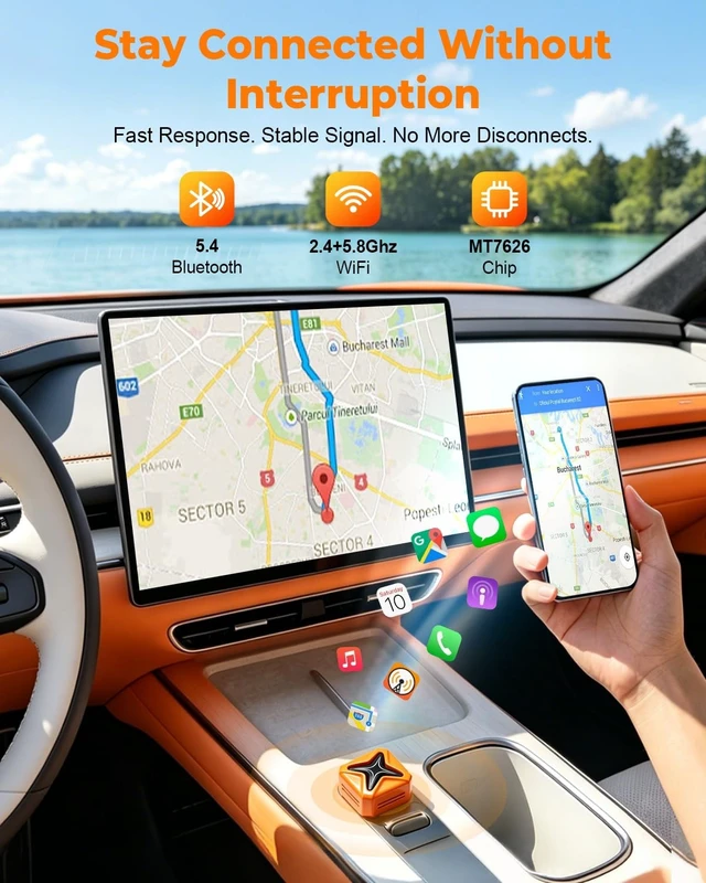 Alt view image 3 of 5 - Wireless CarPlay Adapter 2026 Upgraded with Privacy Mode, One Click Connect/Restart/Formatting, No Latency, Stable Signal & Connection, Plug & Play, Suitable for Apple iPhone & Android