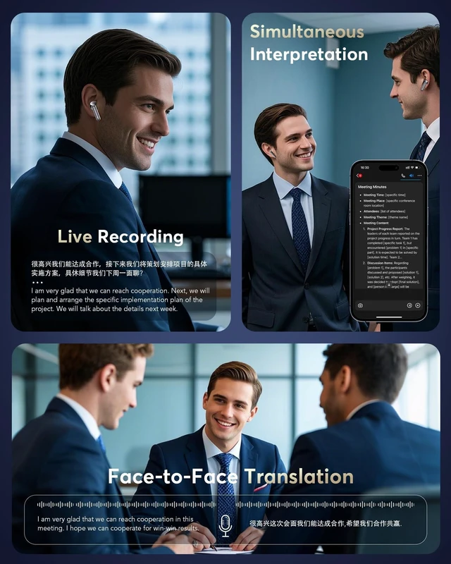 Alt view image 3 of 5 - KYIOUA AI Real-Time Translation in-Ear Bluetooth Earbuds, Wireless in-Ear Earphones with Two-Way Interpreter, 188 Languages Supported, 36H Playtime, IP68 Waterproof for Sports Running