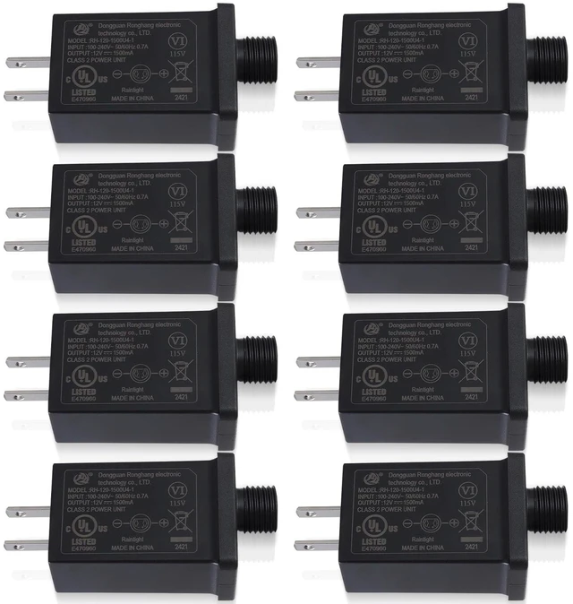 Main image of 8Pack Replacement Yard Inflatable Adapter, 12V 1.5A Power Supply Adaptor for Outdoor Inflatable Decoration, Power Supply Transformer Plug for Halloween Thanksgiving Christmas Blow Up Yard Decorations