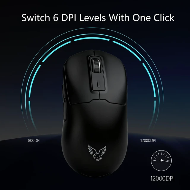 Alt view image 5 of 5 - ZaryMax NEO V2 Wireless Gaming Mouse, Tri-Mode, 55g, 12000DPI RGB, Black