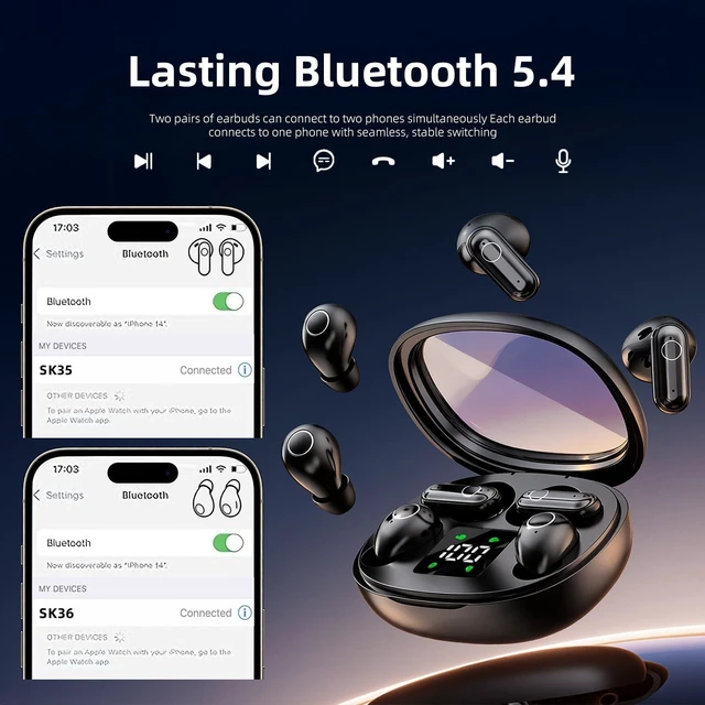 Alt view image 2 of 5 - CUAUUO Mini Wireless Sleep Earbuds for Small Ears Invisible, Low Profile Sleep & Work Earbuds, Tiny Discreet in-Ear Headphones, Discreet in-Ear Earphones for Small Ear Canals (Skin)
