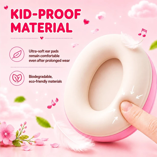 Alt view image 2 of 5 - Eekontz Kids Wireless Headphones for Girls,Over-Ear Kids Headset