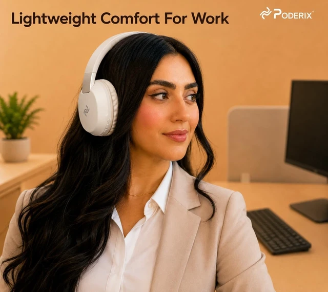 Alt view image 5 of 5 - PODERIX PDBEAM Wireless Foldable Bluetooth Over Ear Headphones with Mic, Micro SD Card Playback, 25H Playtime, 120H Standby, FM Radio, Lightweight for Travel, Work, Gym or Yoga