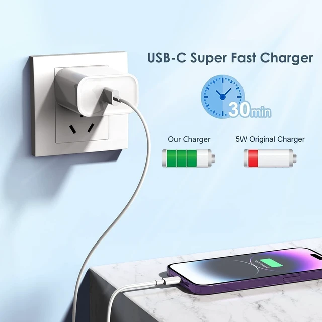 Alt view image 3 of 5 - 10FT Fast Charger iPhone,2Pack,Apple MFi Certified,USB C Phone Fast Charger Apple Charging Travel Plug Charger Block 10Foot Quick Cord Lightning Cable for iPhone 14/13/12/11 Pro Max/XR/XS/SE2022/iPad