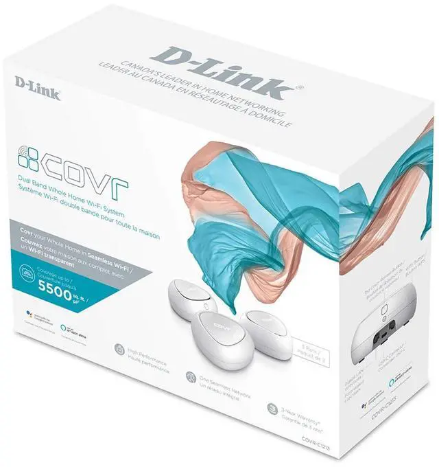 Alt view image 3 of 5 - D-Link Covr Ac1200 Whole Home Mesh Wi-Fi System with Voice Control W/Amazon Alexa Or Google Assistant, 5500 Sq.Ft. Coverage, 3-Pack (Covr-C1213)