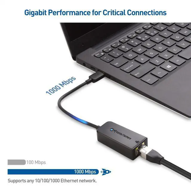 Alt view image 3 of 5 - Cable Matters Plug & Play USB to Ethernet Adapter (USB 3.0 to Gigabit Ethernet) & Plug & Play USB C to Ethernet Adapter (Thunderbolt to Ethernet Adapter, Gigabit Ethernet to USB C) in Black