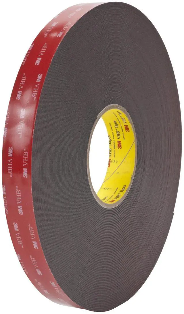Main image of 3M VHB Tape 5952 Double-Sided Acrylic Foam Tape - Heavy Duty, Industrial Mounting Tape - 1/2 inch width x 36 yards length, 45 mil thick, 18 rolls/case - Black
