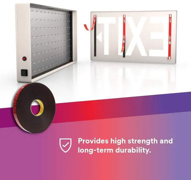 Alt view image 4 of 4 - 3M VHB Tape 5952 Double-Sided Acrylic Foam Tape - Heavy Duty, Industrial Mounting Tape - 1/2 inch width x 36 yards length, 45 mil thick, 18 rolls/case - Black