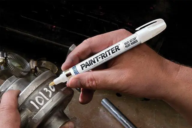 Alt view image 8 of 9 - MARKAL 97051 Permanent Liquid Paint Marker, Medium Tip, Fluorescent Green Color