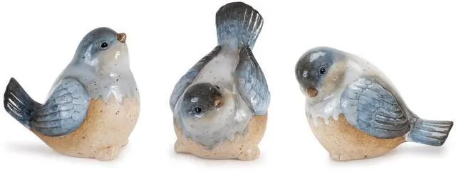 Main image of Melrose Unglazed Ceramic Bird Figurines - 4.75" - Set of 3