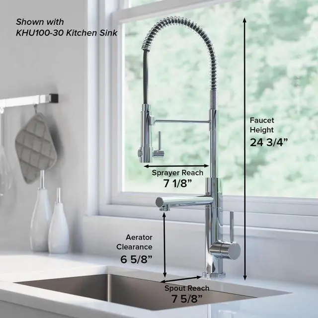 Alt view image 5 of 7 - Kraus KPF-1603MBSB Artec Pro 2-Function Commercial Style Pre-Rinse Kitchen Faucet with Pull-Down Spring Spout and Pot Filler, Matte Black/Black Stainless Steel