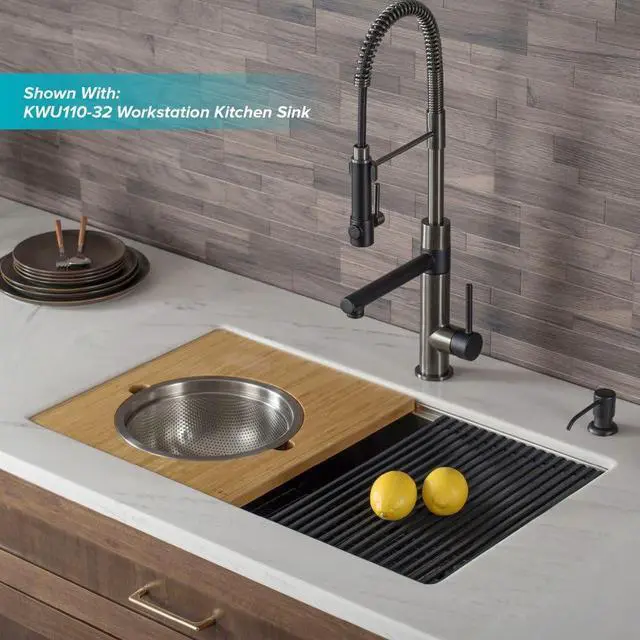 Alt view image 6 of 7 - Kraus KPF-1603MBSB Artec Pro 2-Function Commercial Style Pre-Rinse Kitchen Faucet with Pull-Down Spring Spout and Pot Filler, Matte Black/Black Stainless Steel
