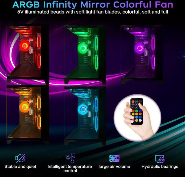 Alt view image 4 of 7 - ALCPOK Computer Desktop PC AMD Ryzen 7 5700G Up to 4.6GHz Prebuilt PC 16G RAM DDR4 1TB M.2 SSD ARGB Fan Computer Tower