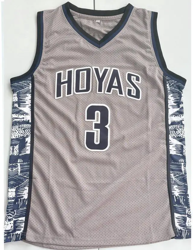 Alt view image 5 of 5 - Men's Georgetown Collegiate Athletic Embroidered Allen_Iverson #3 Retro Basketball Jersey Medium Grey