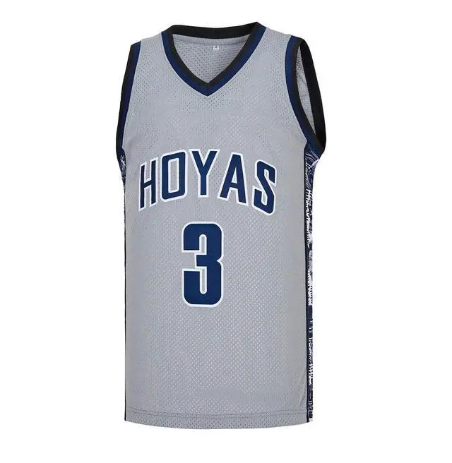 Alt view image 3 of 5 - Men's Georgetown Collegiate Athletic Embroidered Allen_Iverson #3 Retro Basketball Jersey Medium Grey