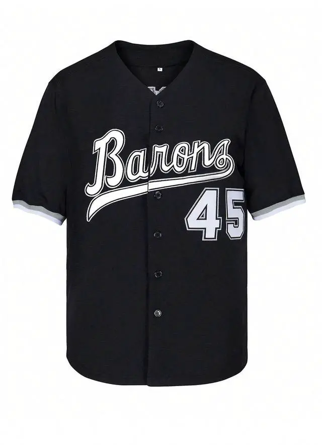 Alt view image 3 of 5 - GOURIDA ST John's 90s Outfit For Men Barons #45 Hip Hop Clothes Baseball Jersey Shirts For Party Baseball Gift Large Black