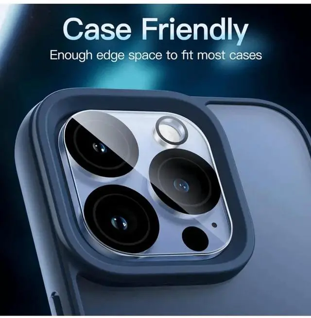 Alt view image 3 of 4 - Qixxronics 3-PACK Camera Lens Protector Compatible with iPhone 14 Pro Max Camera Lens Tempered Glass Protector [Night Circle]