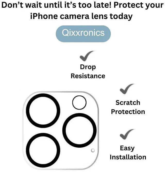 Alt view image 4 of 4 - Qixxronics 3-PACK Camera Lens Protector Compatible with iPhone 14 Pro Max Camera Lens Tempered Glass Protector [Night Circle]