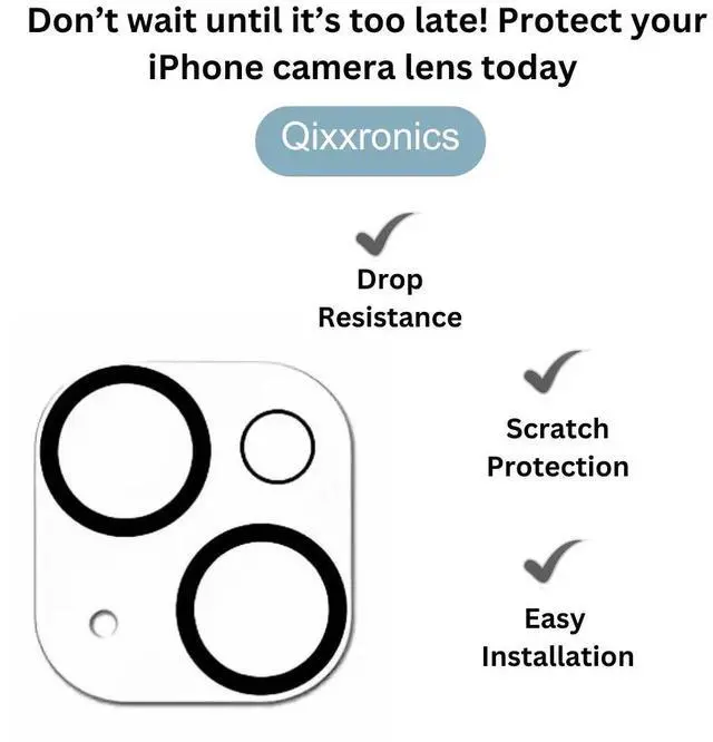 Alt view image 4 of 4 - Qixxronics 3-PACK Camera Lens Protector Compatible with iPhone 14 Camera Lens Tempered Glass Protector [Night Circle]