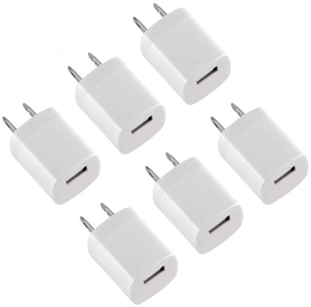 Main image of Qixxronics USB Wall Charger Cube, 1A/5V USB Adapter Block, USB Adapter Power Plug Charging Base Replacement for iPhone 14/13/11/12 XS/XS Max/X/8/7/6, Galaxy S9/S8/S8 Plus, Moto, Kindle, LG 6 Packs