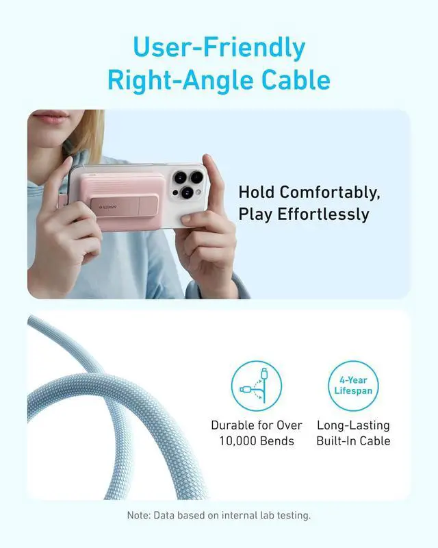 Alt view image 5 of 6 - Anker Zolo Magnetic Power Bank, 10,000mAh Wireless Portable Charger with 30W Max Fast Charging, Battery Pack with Built-in USB-C Cable and Adjustable Stand, for iPhone 16/15 Series, AirPods, and More