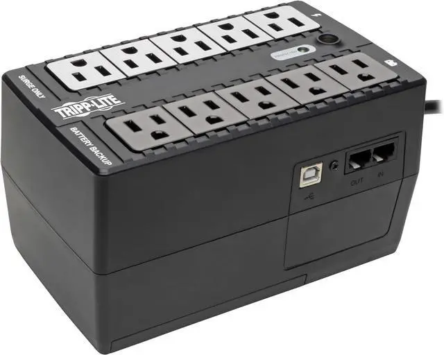 Main image of Tripp Lite 550VA UPS Battery Backup Uninterruptible Power Supply Surge Protector, 10 Outlets, Dataline Protection, USB Monitoring, Home & Office, 3-Year Warranty & $100,000 Insurance (INTERNET550U)